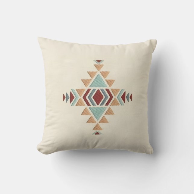 Custom Moroccan Geometric Embroidery Pattern Art T Cushion (Front)