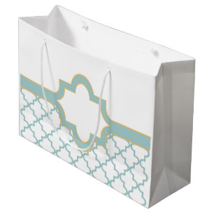 Custom Moroccan Pattern with Name plate & Monogram Large Gift Bag