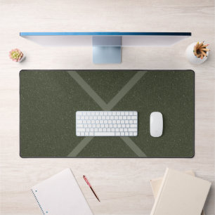 Custom Moss Green Desk Mat with X Accent