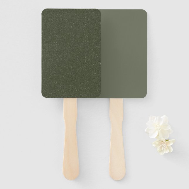 Custom Moss Green Duo Hand Fans – Rectangle (Front and Back)
