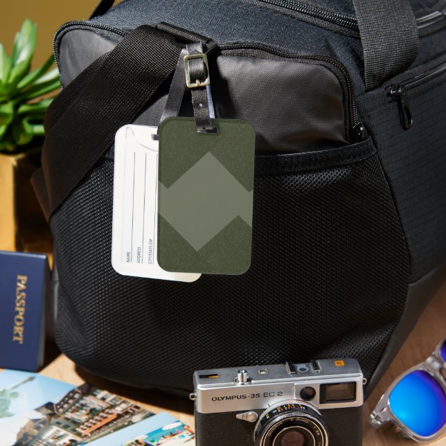 Custom Moss Green Luggage Tag (Front & Back)