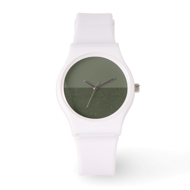 Custom Moss Green Split Watch – Modern Minimalist (Front)