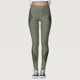 Custom Moss Green Textured Panel Leggings