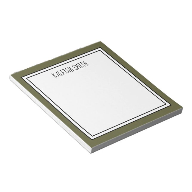 Custom Moss Green White Editable Colour Notepad (Angled)