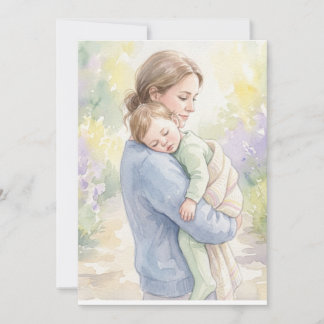 Custom Mother and Baby Watercolor Print Invitation