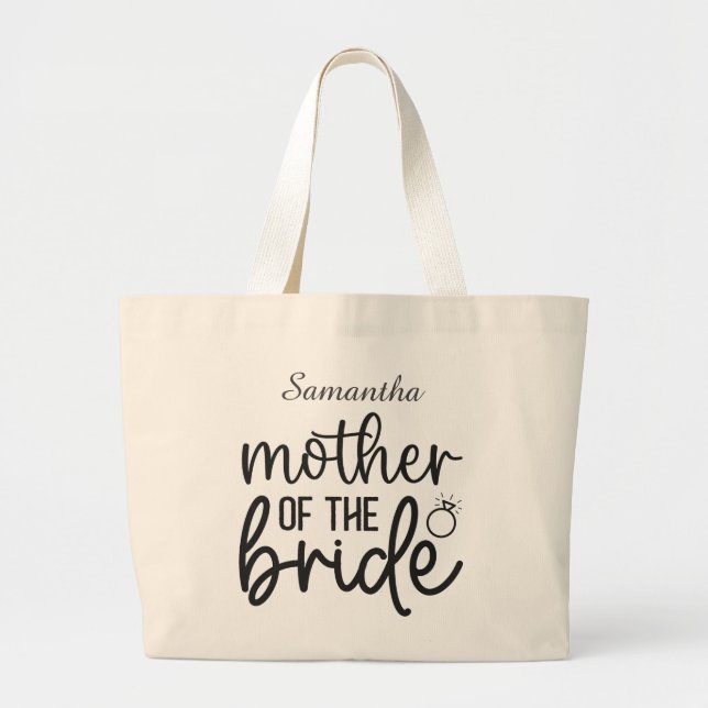 Custom Mother Of The Bride Wedding Large Tote Bag (Front)