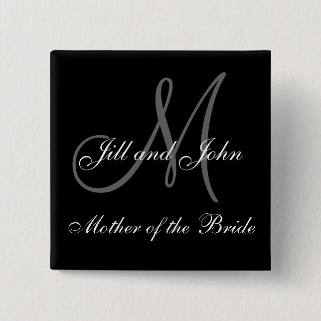 Custom Mother of the Bride Wedding Party Buttons (Front)