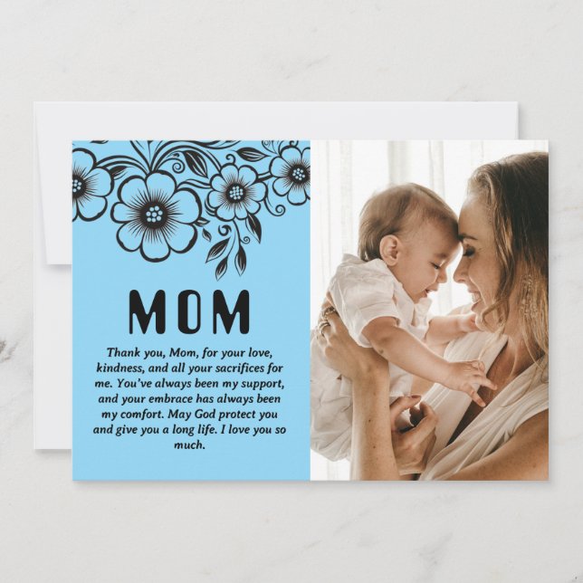 Custom Mother’s Day Gift and Loving Message Holiday Card (Front)