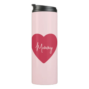 Custom Mother’s Day Gift - Soft Pink & Red Heart Thermal Tumbler