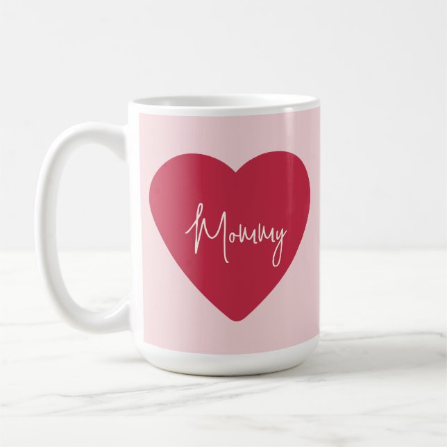 Custom Mother’s Day Mug - Soft Pink & Red Heart (Left)