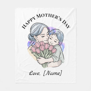 Custom Mother’s Day Mum and Child Fleece Blanket