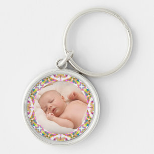 Custom Mother’s Day Summer Pink Green Gift Photo Key Ring