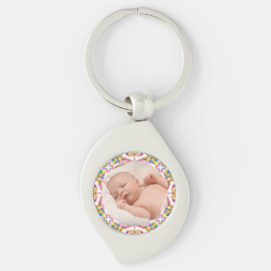 Custom Mother’s Day Summer Pink Green Gift Photo Key Ring