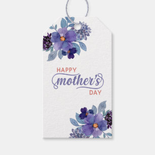 Custom Mother’s Day Watercolor Purple Flowers Gift Tags