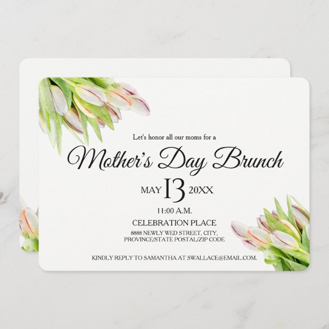 Custom, Mother's day Brunch Invitation (Front/Back)