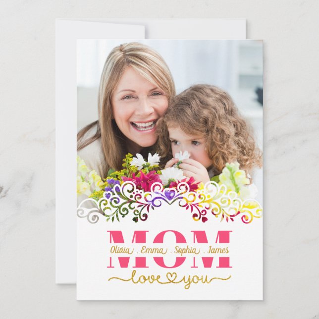 Custom Mother's Day I Photo & Personal Message Card (Front)