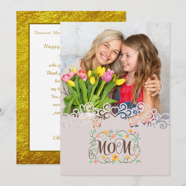 Custom Mother's Day I Photo & Personal Message Card (Front/Back)