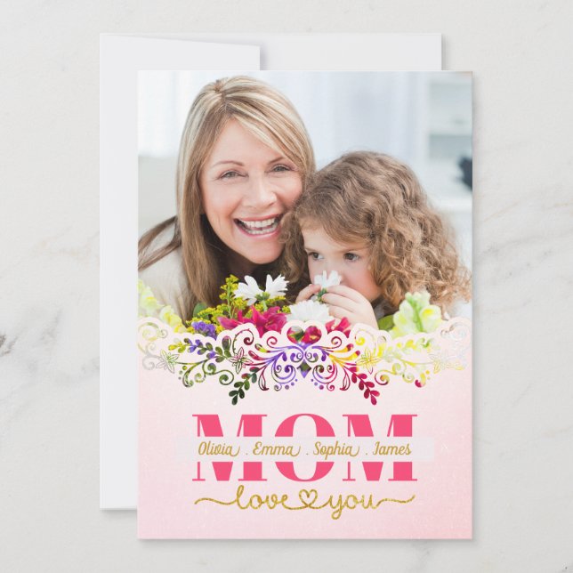 Custom Mother's Day I Photo & Personal Message Card (Front)