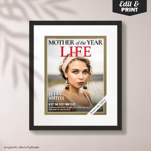 Custom Mothers Day Magazine Cover, Gift for Mum Poster