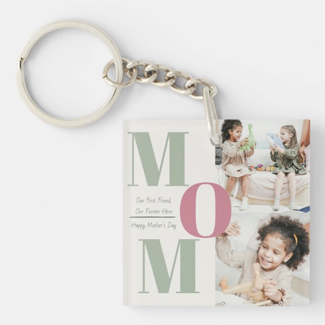 Custom Mother's Day | MOM Photo Collage Key Ring (Front)