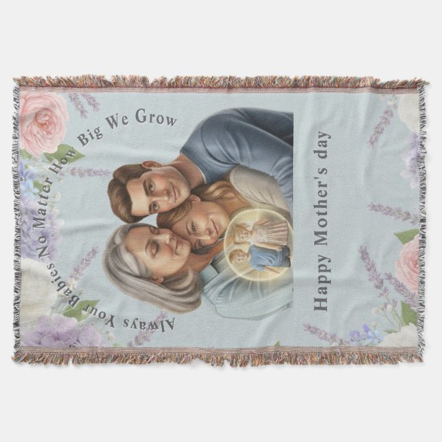 Custom Mother's day photo Always your babies  Throw Blanket (Front)