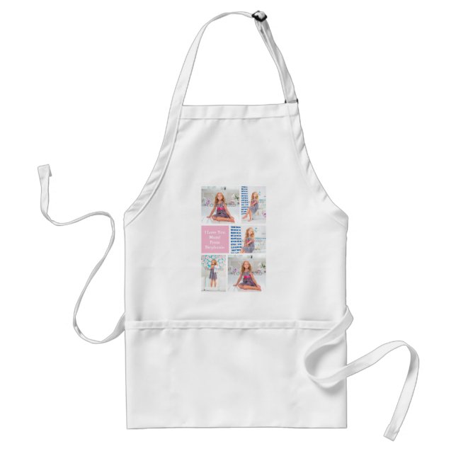 Custom Mothers Day Photo Collage Pink/Green/Grey Standard Apron (Front)