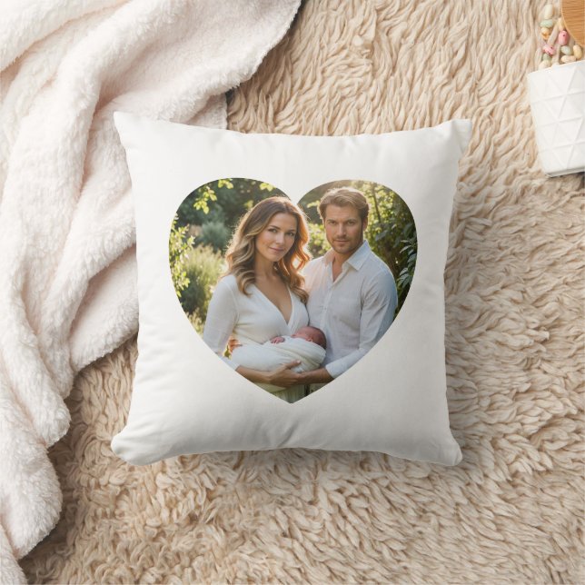 Custom mothers day photo heart mask Throw Pillow (Blanket)