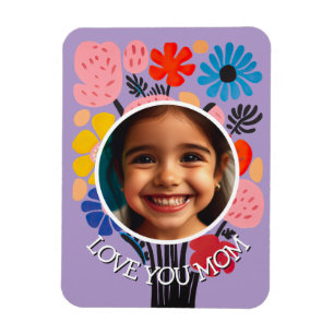 Custom Mother's Day Photo Love You Mum Flowers Magnet