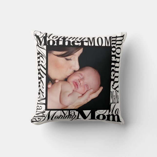 Custom Mother's Day Photo Reversible Pillow (Front)