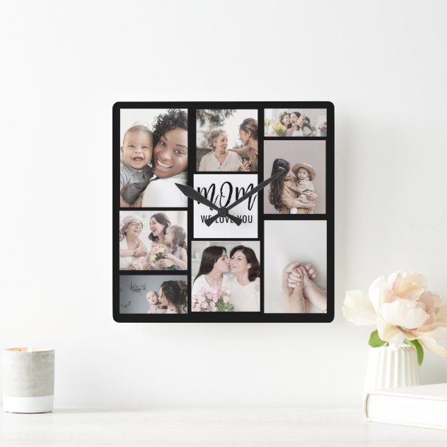 Custom Mothers Day Photo  Square Wall Clock (Home)