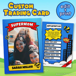Custom Mothers Day Trading Card Fun Supermom Comic