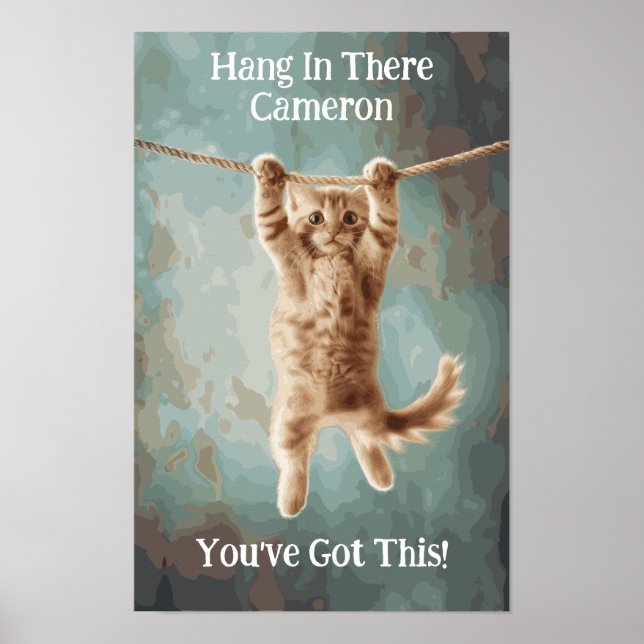Custom Motivational Funny Hang in There Cat Poster (Front)