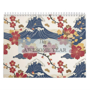 Custom Motivational Japanese Kimono Pattern Calendar