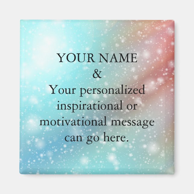 Custom Motivational Message Green Glitter Magnet (Front)