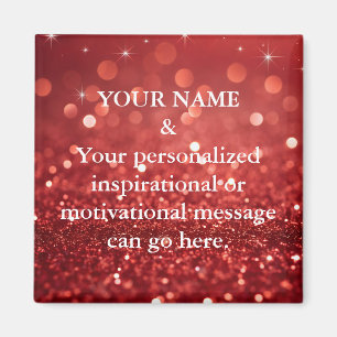 Custom Motivational Message Purple Glitter Magnet