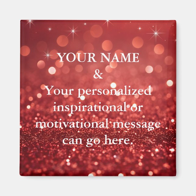 Custom Motivational Message Purple Glitter Magnet (Front)