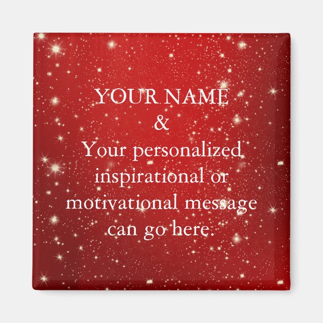 Custom Motivational Message Red Glitter Magnet (Front)