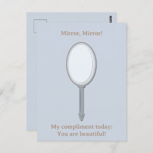 Custom Motivational Personalised Hand Mirror Blue Postcard
