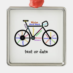 Custom Motivational Words for Bike Cycle Fans Metal Tree Decoration