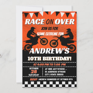 Custom Motocross Dirt Motorbike Birthday party Invitation