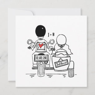 Custom Motorbike and Sidecar Wedding Invitation