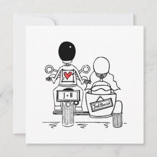 Custom Motorbike and Sidecar Wedding Invitation