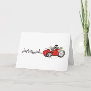 Custom Motorbike & Sidecar Bride and Groom Wedding Card