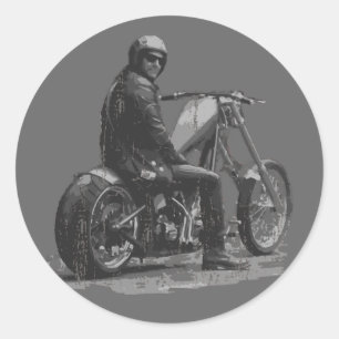 Custom Motorcycle Chopper Love Classic Round Sticker