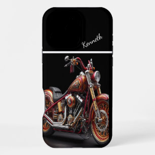 Custom Motorcycle in Red & Gold iPhone 16 Pro Max Case