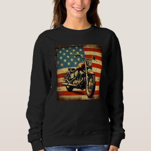 Custom Motorcycle Retro USA Flag Retro Biker Vinta Sweatshirt