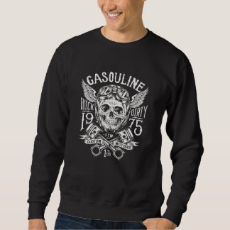 Custom Motorcycle Skull And Pistons Old Biker Desi Sweatshirt