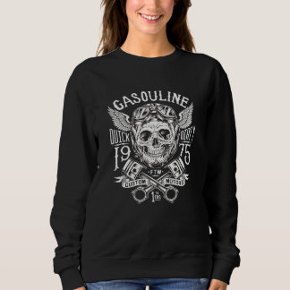 Custom Motorcycle Skull And Pistons Old Biker Desi Sweatshirt