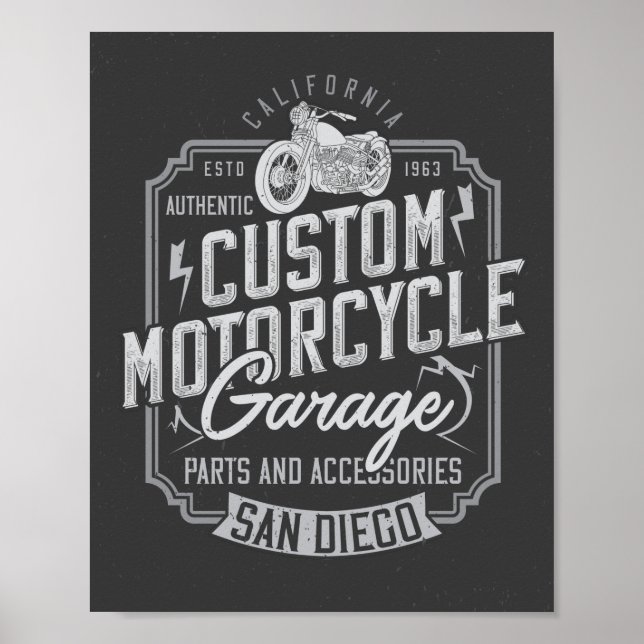 Custom motorcycle vintage. poster (Front)