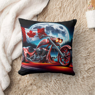 Custom motorcycle with Canadian flag Cushion